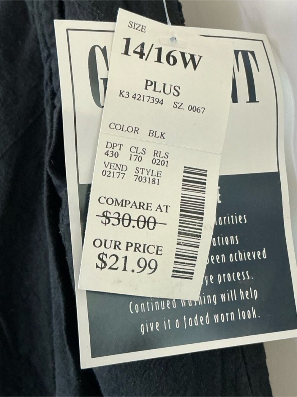 Fashion Bug Black Pants 100% Cotton Pocket Elastic Waist 29” Inseam Plus 14/16 - Picture 5 of 14